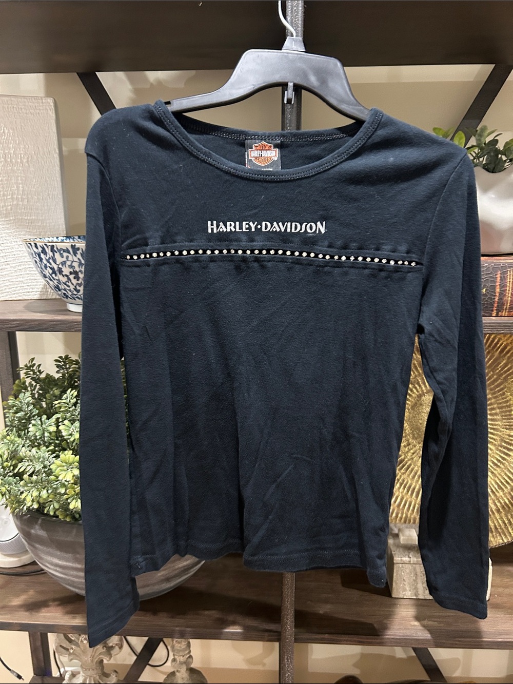 Harley-Davidson Black Long Sleeve Tee with Stud Detail large - see back side
